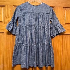 Gymboree Chambray Blue Shimmer Tiered Dress with Bell Sleeves Size 10 NWT